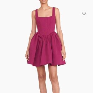 STAUD Landscape Corset Minidress in Syrah NWT